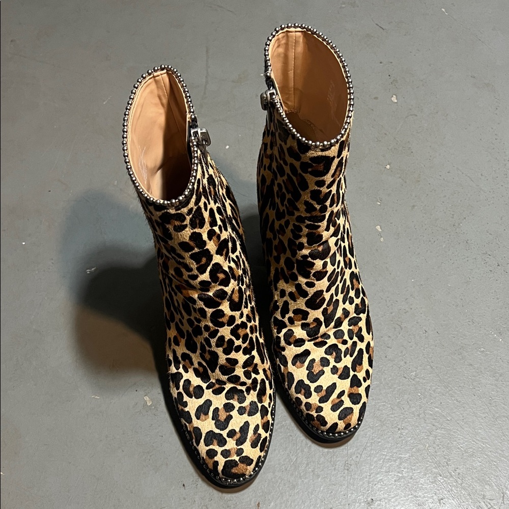 Coach Leopard Pony Hair Print Ankle Boots